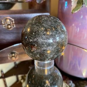 Dark Garden Quartz or Lodolite sphere